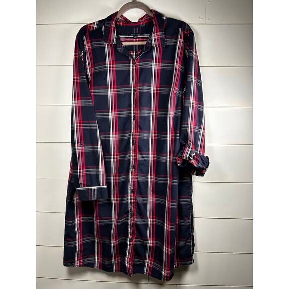 Tommy Hilfiger Plaid Button Up Shirt Dress Women's Size XXL - Picture 5 of 8